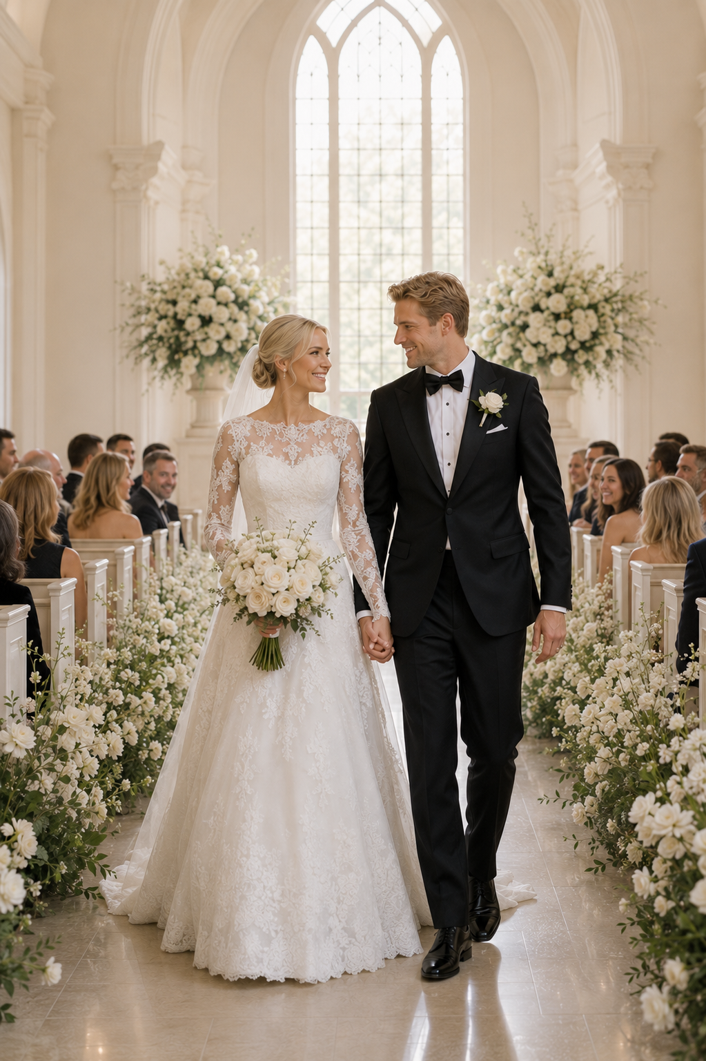 Elegant wedding ceremony couple photo