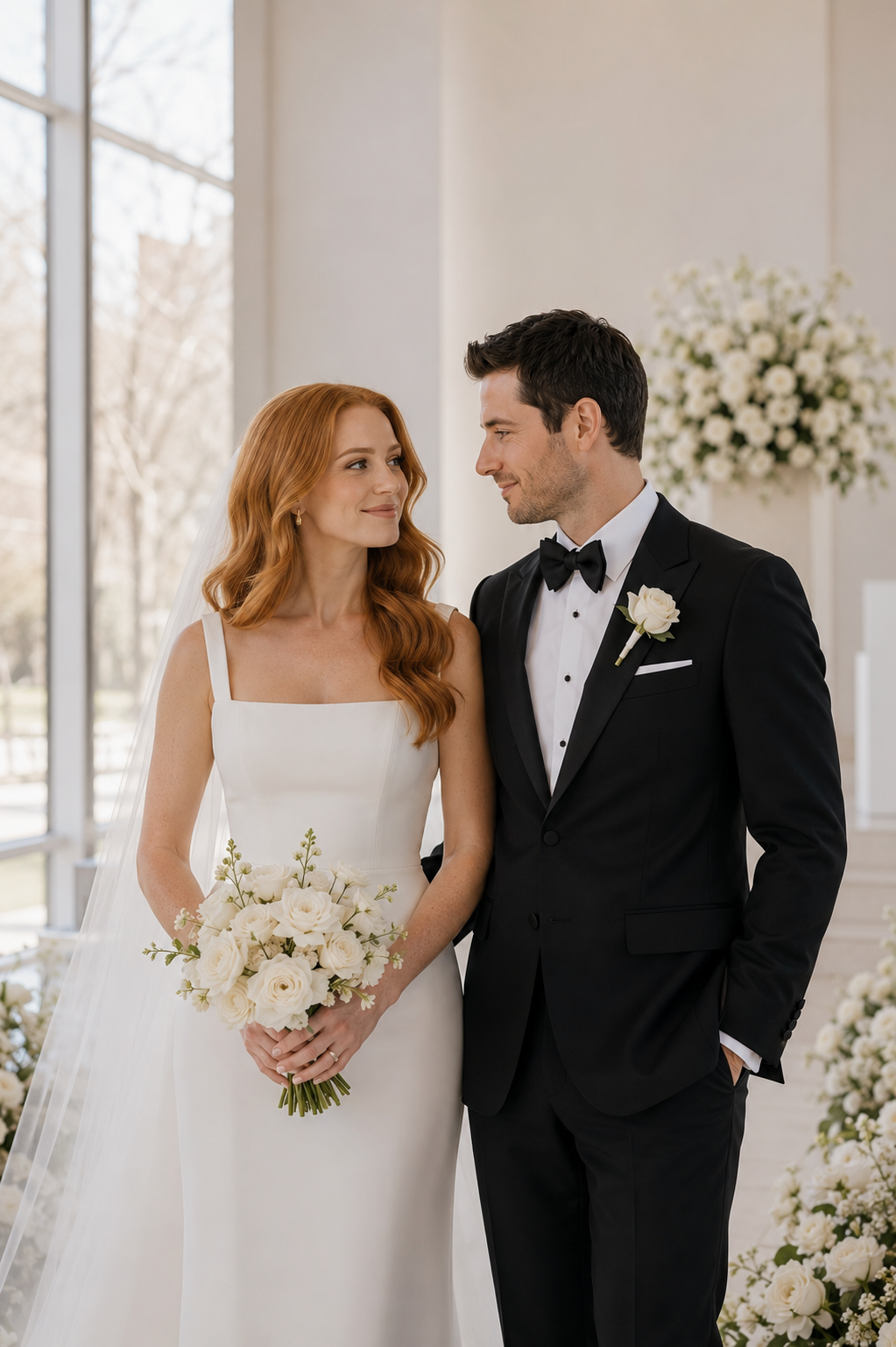 Elegant wedding couple portrait